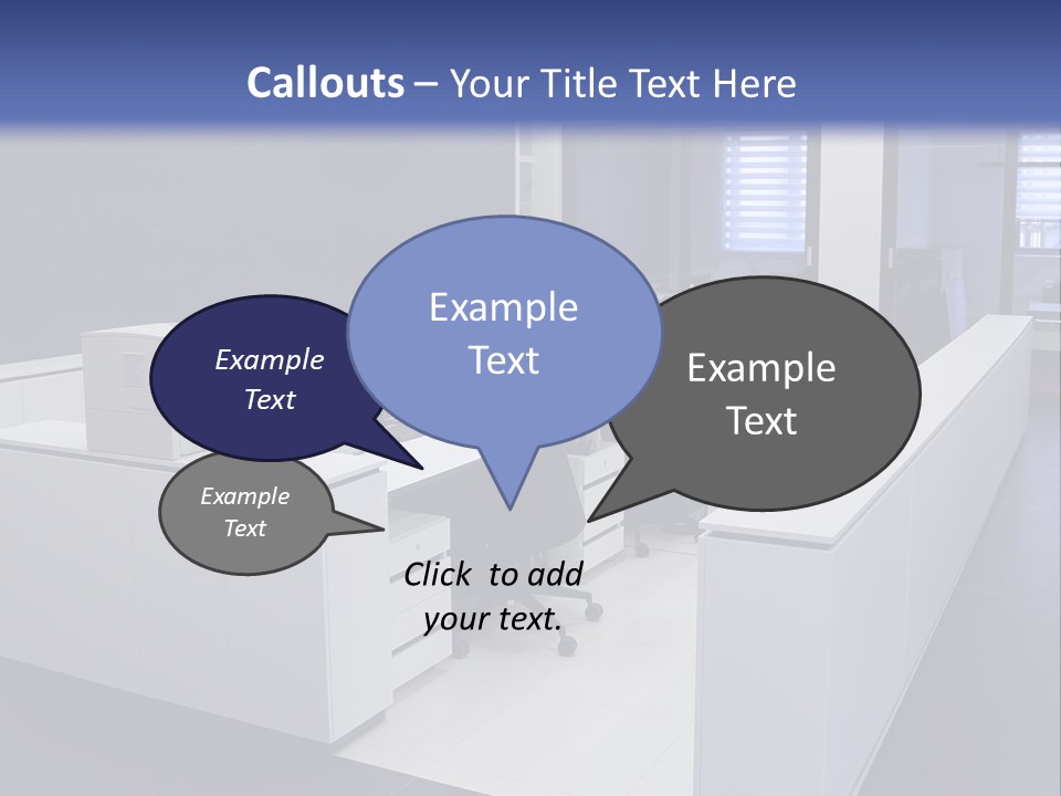 An Office With A Blackboard And White Desks PowerPoint Template