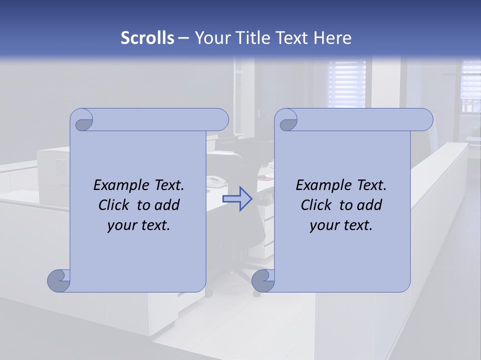 An Office With A Blackboard And White Desks PowerPoint Template