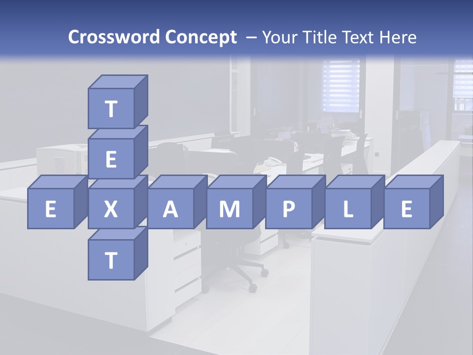 An Office With A Blackboard And White Desks PowerPoint Template