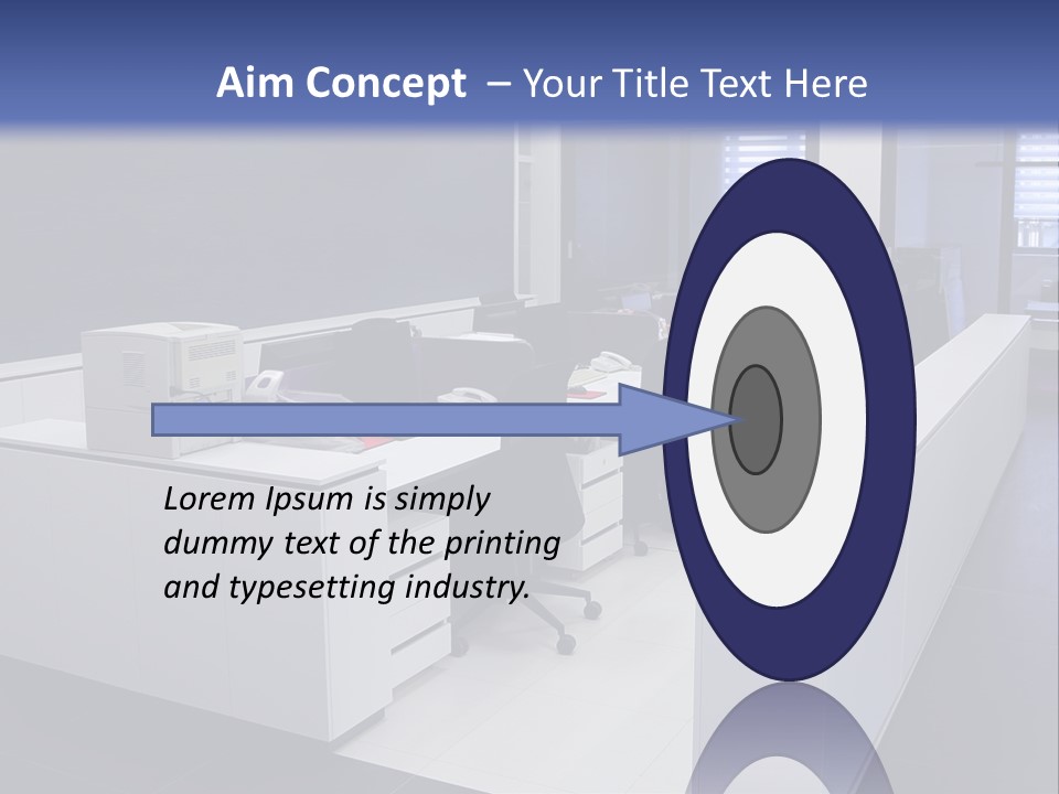 An Office With A Blackboard And White Desks PowerPoint Template