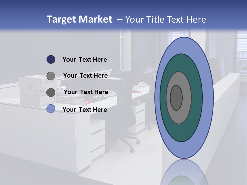 An Office With A Blackboard And White Desks PowerPoint Template