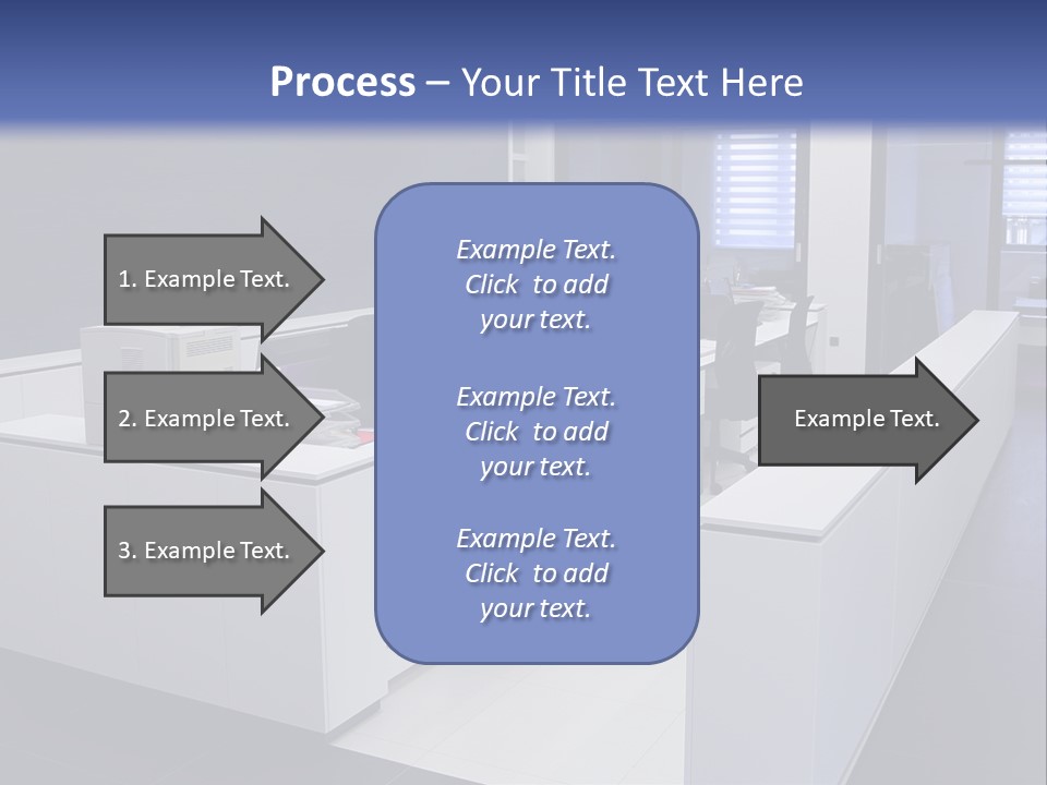 An Office With A Blackboard And White Desks PowerPoint Template