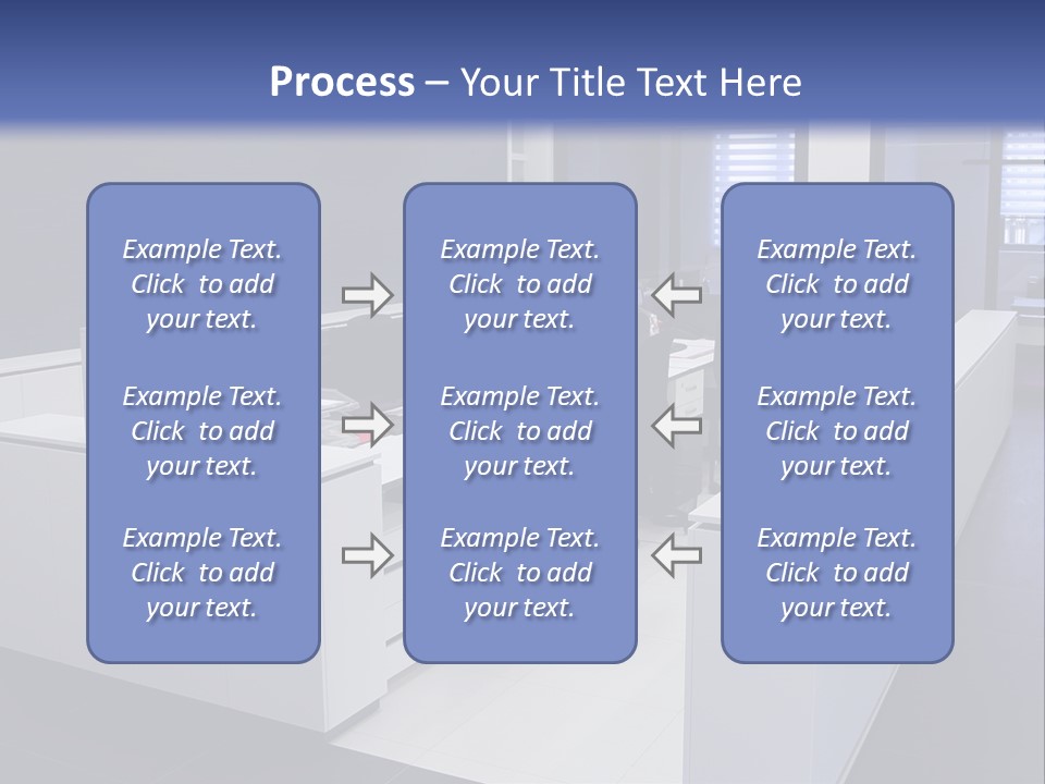 An Office With A Blackboard And White Desks PowerPoint Template