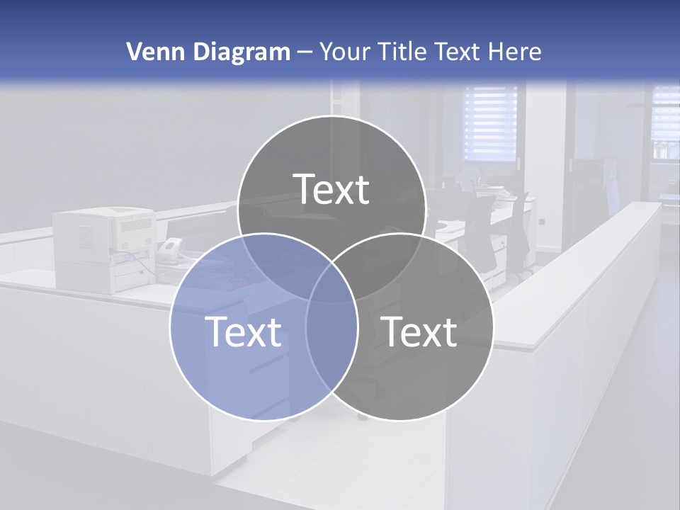 An Office With A Blackboard And White Desks PowerPoint Template