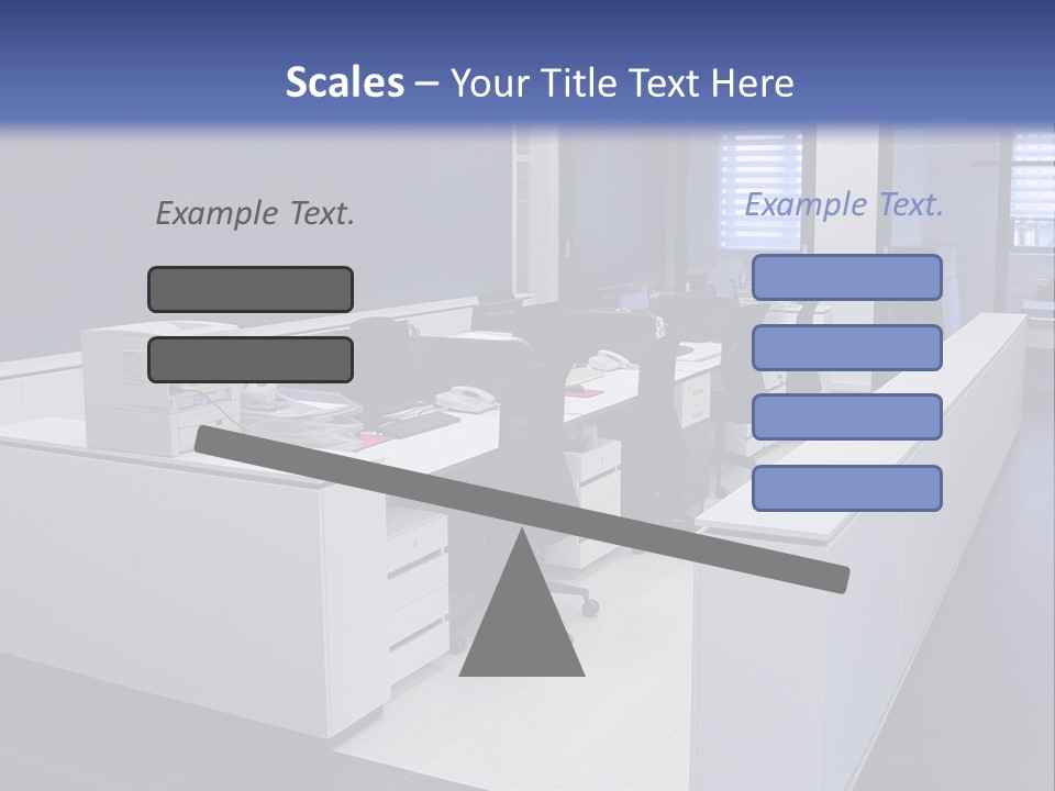 An Office With A Blackboard And White Desks PowerPoint Template