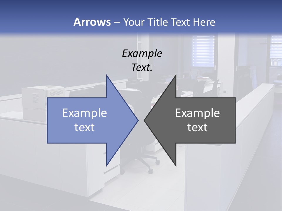 An Office With A Blackboard And White Desks PowerPoint Template