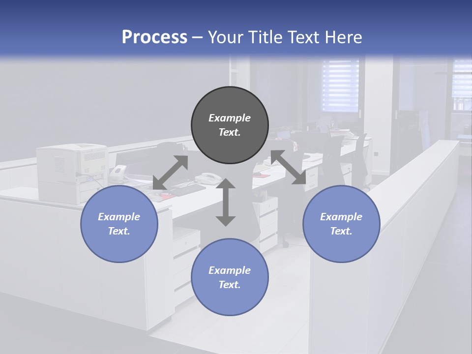 An Office With A Blackboard And White Desks PowerPoint Template