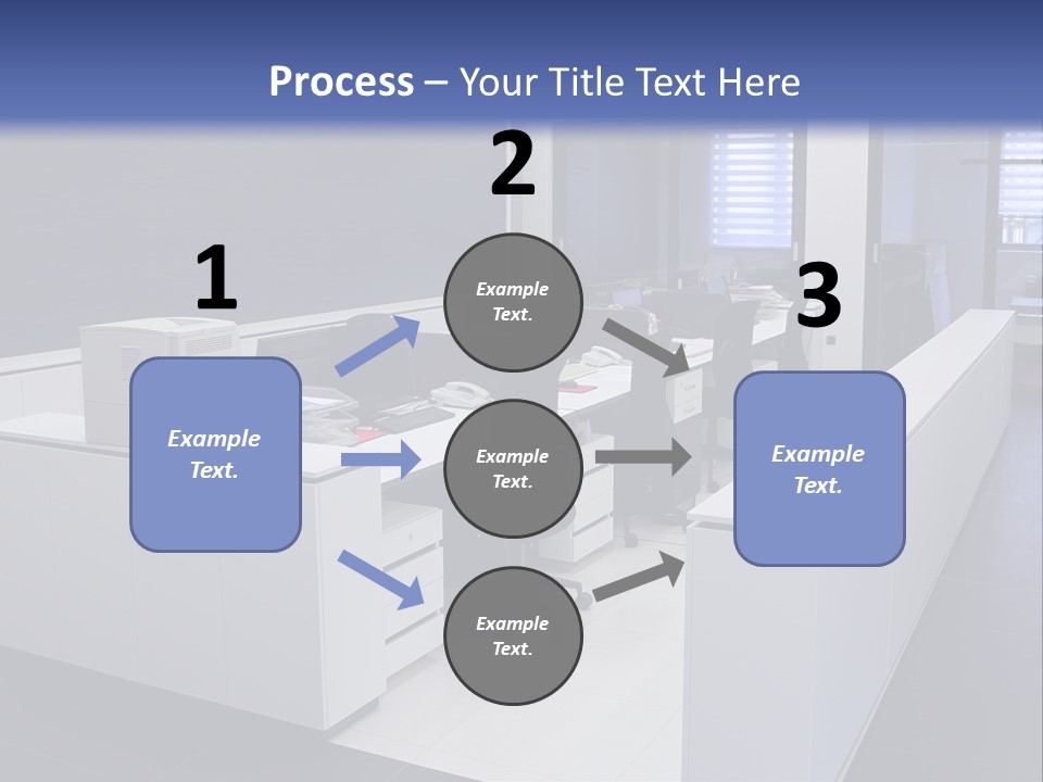 An Office With A Blackboard And White Desks PowerPoint Template