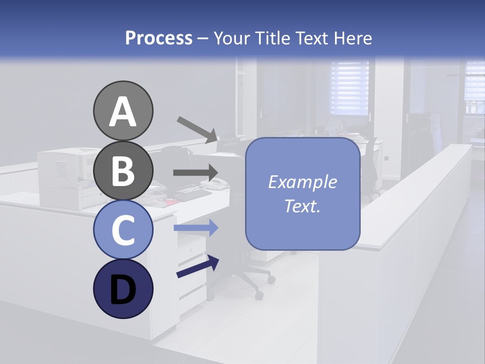An Office With A Blackboard And White Desks PowerPoint Template