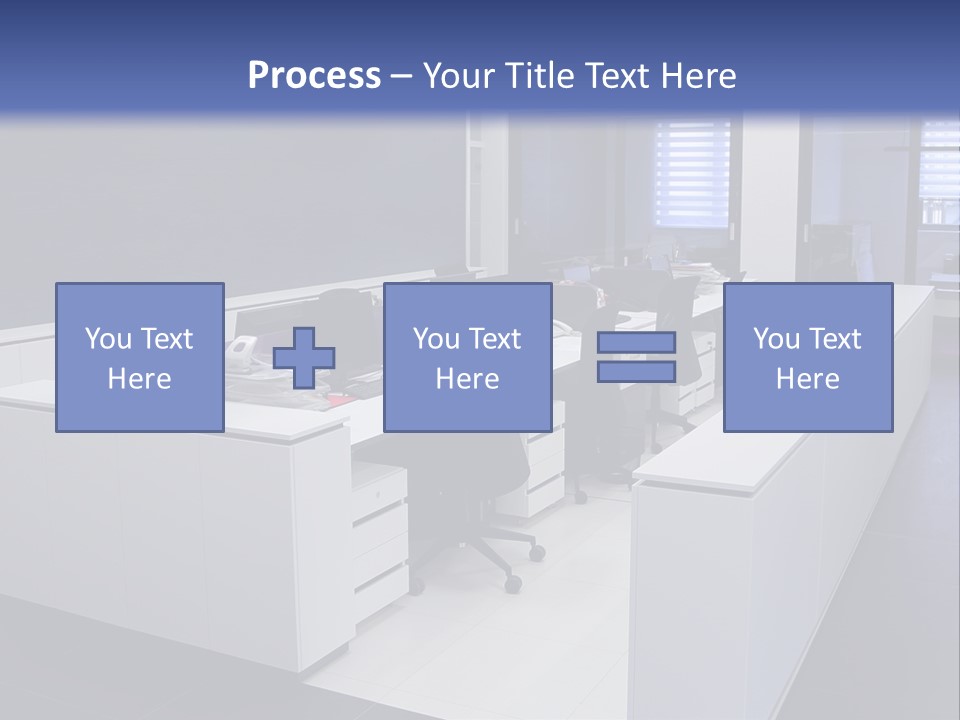 An Office With A Blackboard And White Desks PowerPoint Template