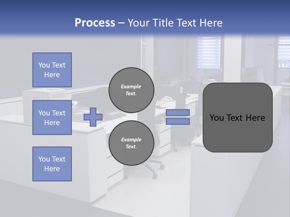 An Office With A Blackboard And White Desks PowerPoint Template