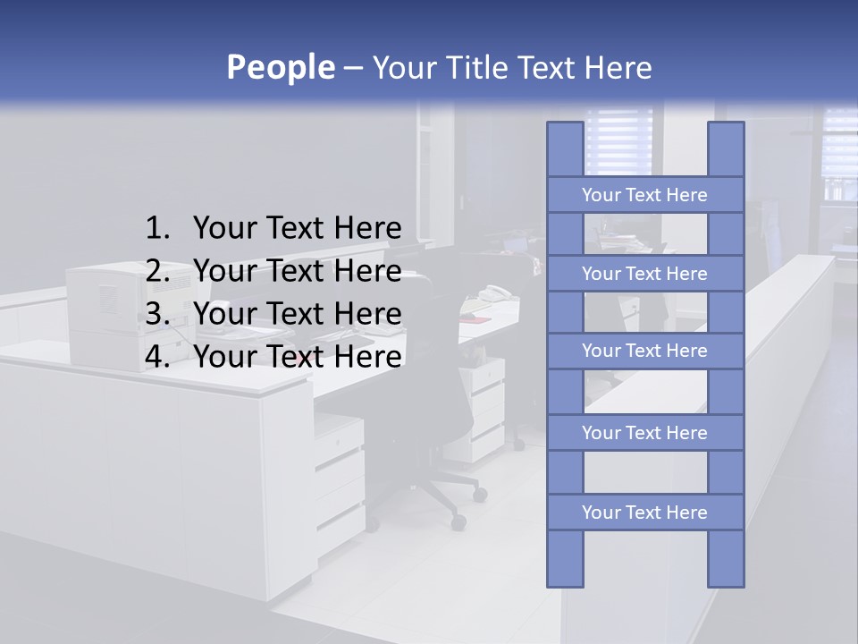 An Office With A Blackboard And White Desks PowerPoint Template