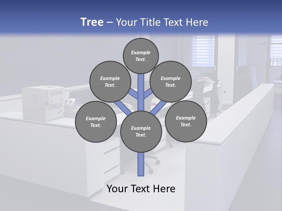 An Office With A Blackboard And White Desks PowerPoint Template