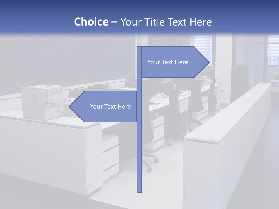 An Office With A Blackboard And White Desks PowerPoint Template