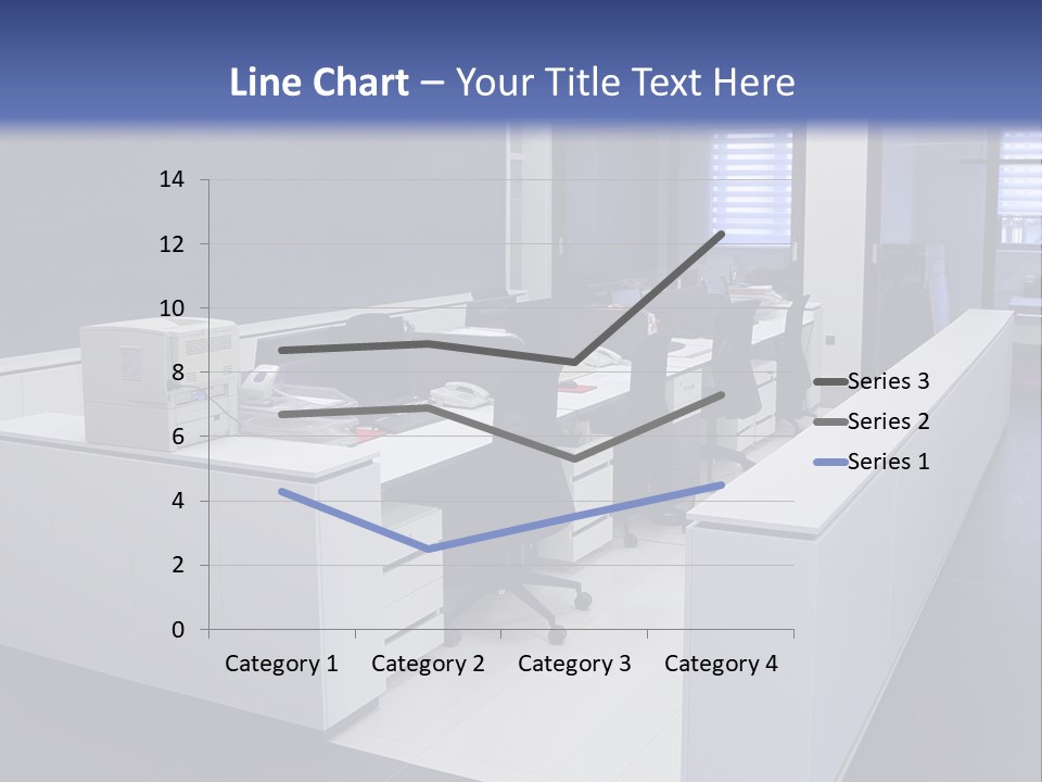 An Office With A Blackboard And White Desks PowerPoint Template