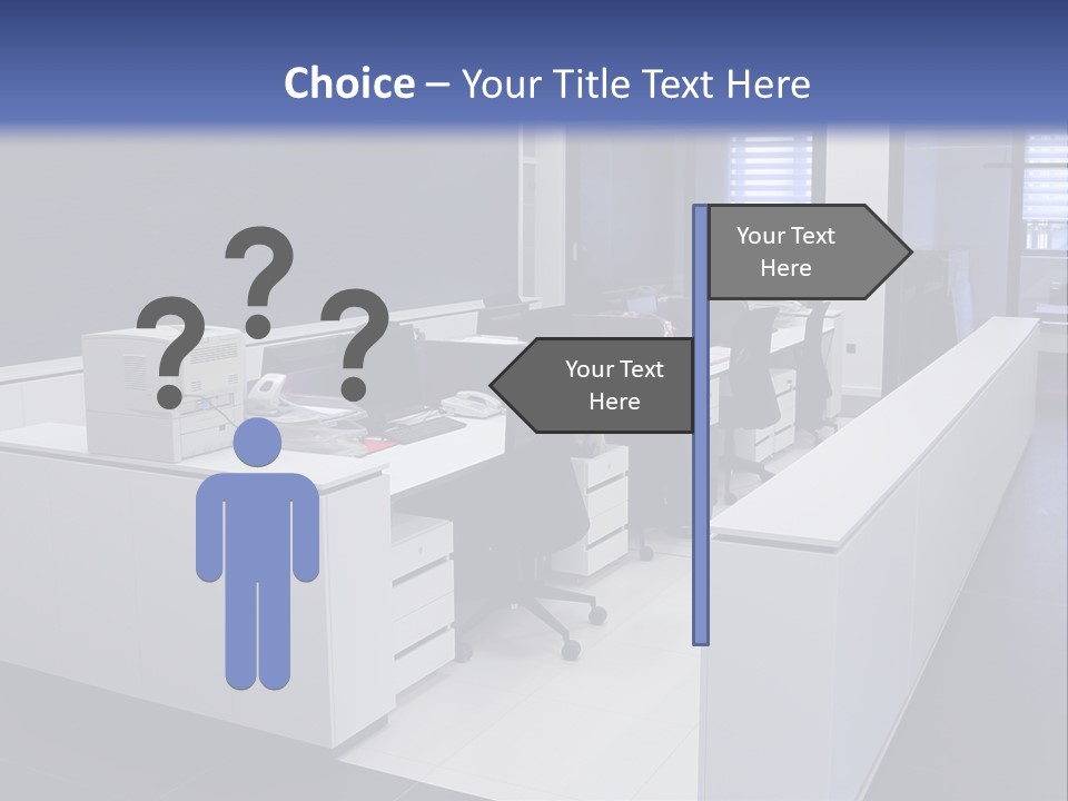 An Office With A Blackboard And White Desks PowerPoint Template