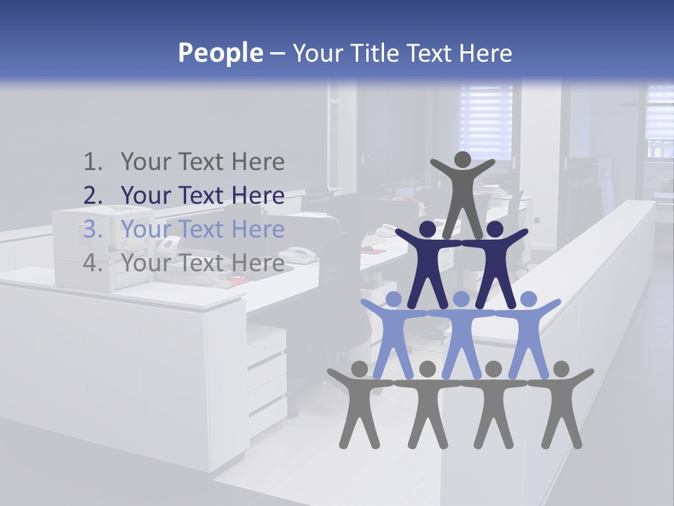 An Office With A Blackboard And White Desks PowerPoint Template