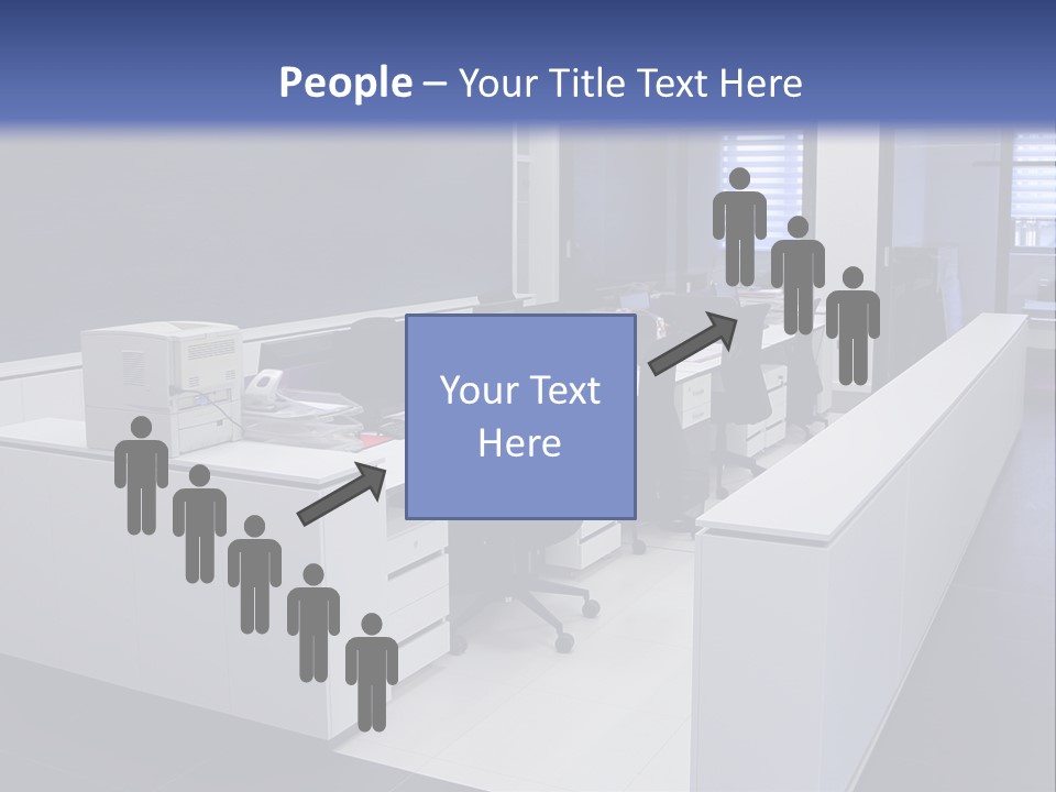 An Office With A Blackboard And White Desks PowerPoint Template