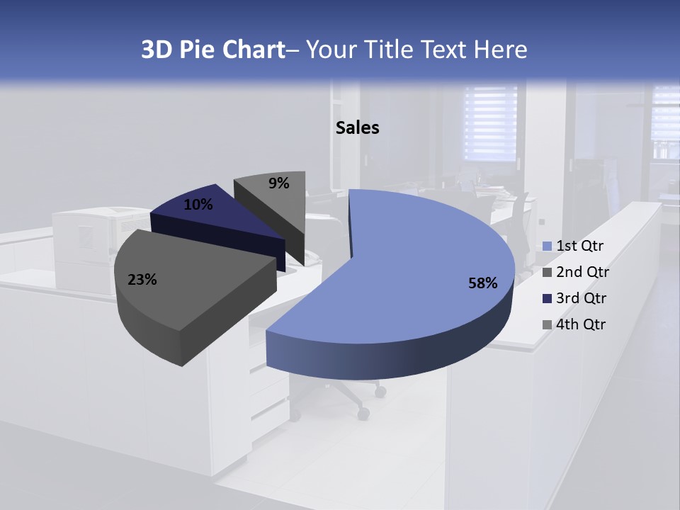 An Office With A Blackboard And White Desks PowerPoint Template