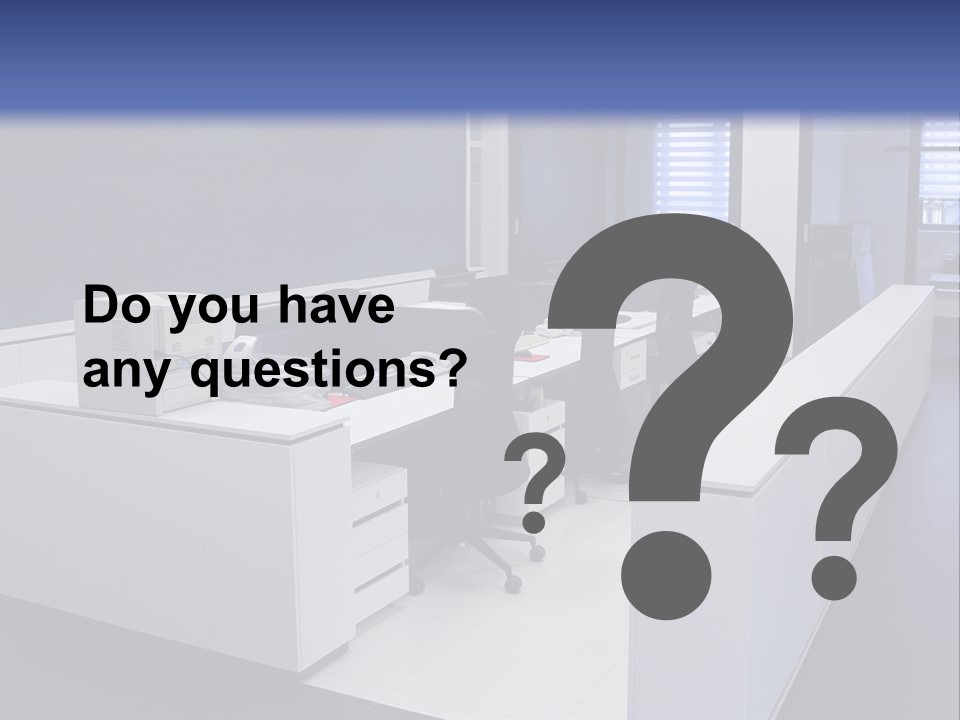 An Office With A Blackboard And White Desks PowerPoint Template