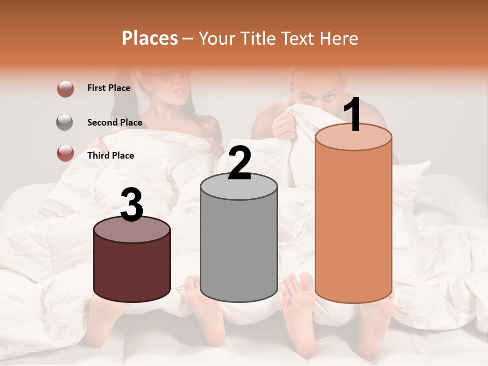 A Couple Of People Laying In Bed With Bunny Ears On Their Heads PowerPoint Template