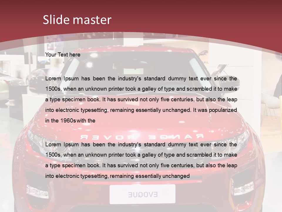 A Red Car Is On Display At A Show PowerPoint Template