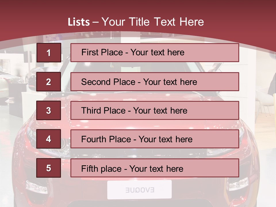 A Red Car Is On Display At A Show PowerPoint Template