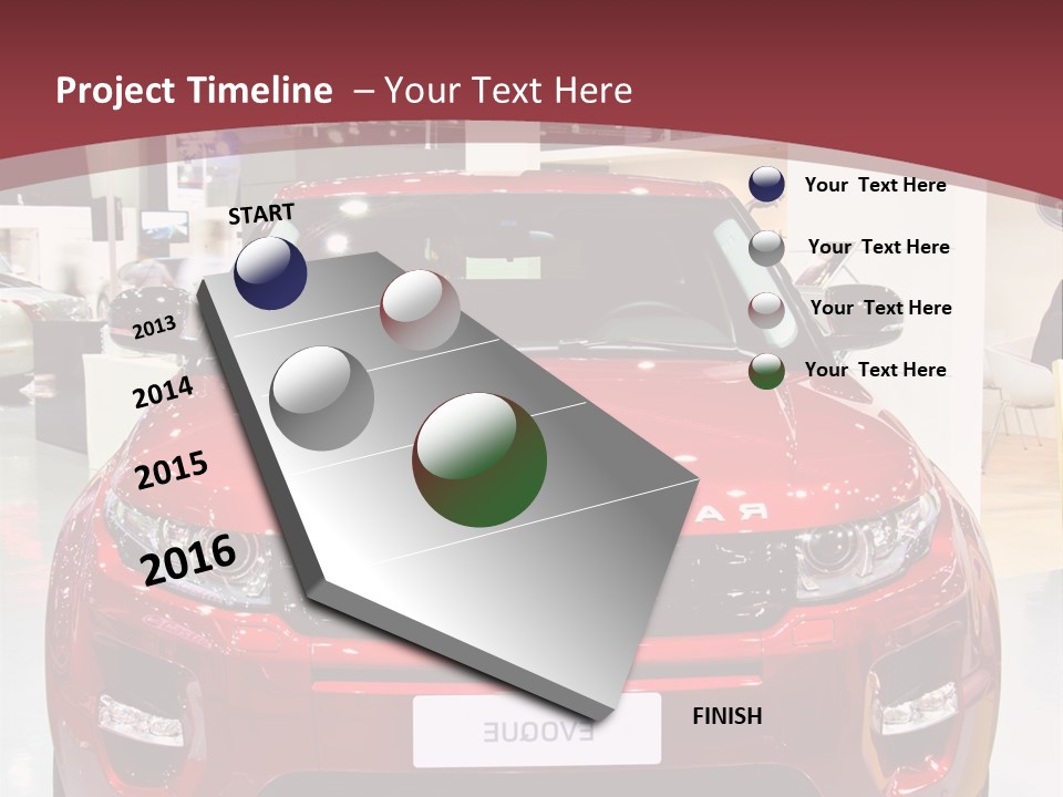 A Red Car Is On Display At A Show PowerPoint Template