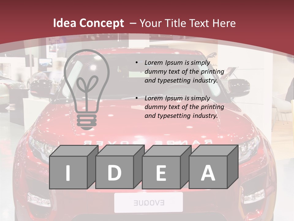 A Red Car Is On Display At A Show PowerPoint Template