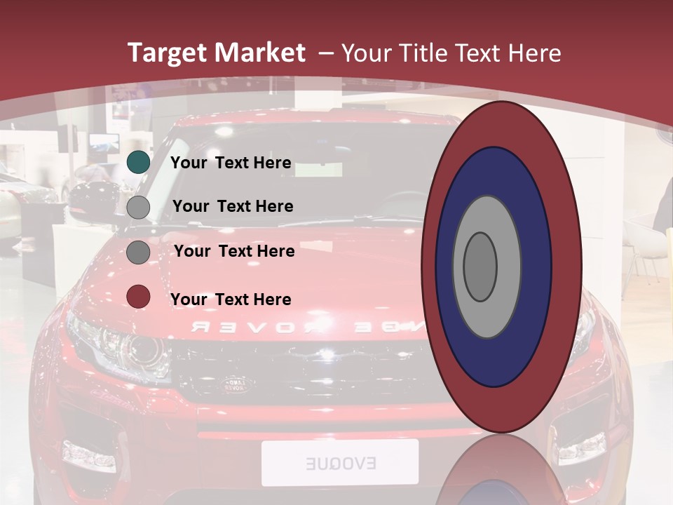 A Red Car Is On Display At A Show PowerPoint Template