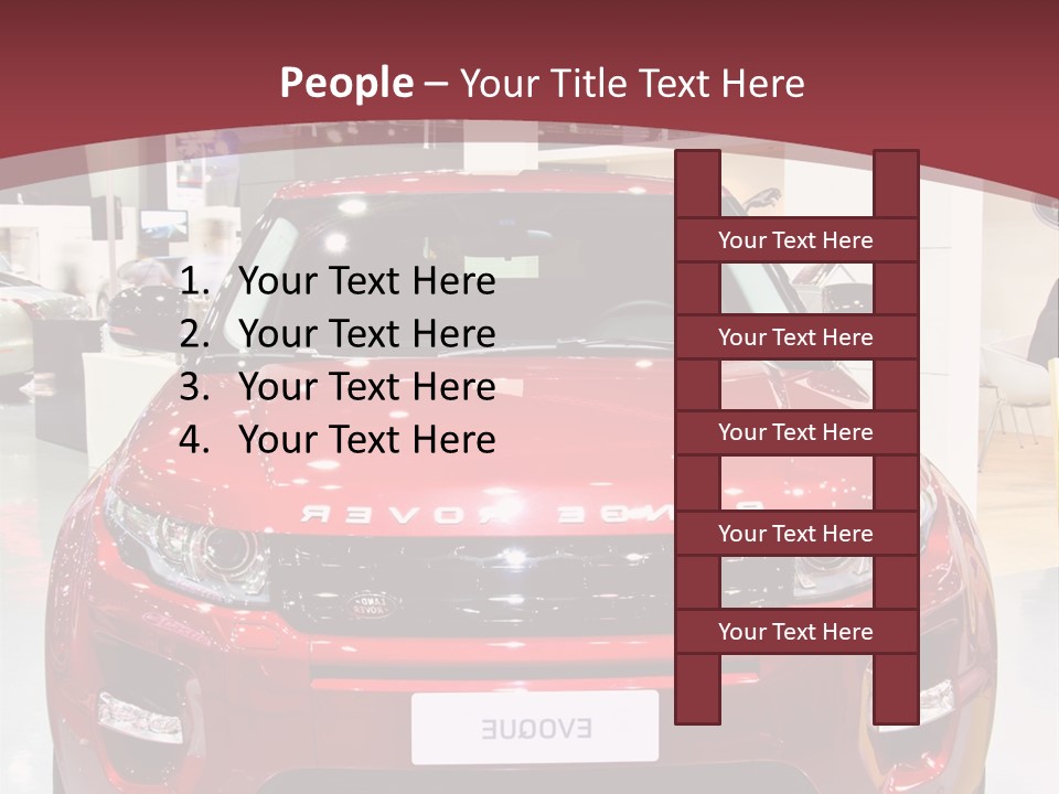 A Red Car Is On Display At A Show PowerPoint Template