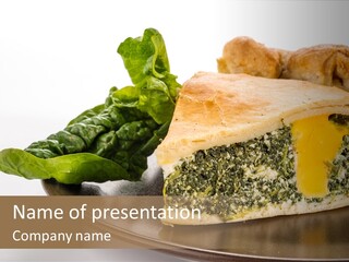 A Plate Of Food With Spinach And Bread On It PowerPoint Template