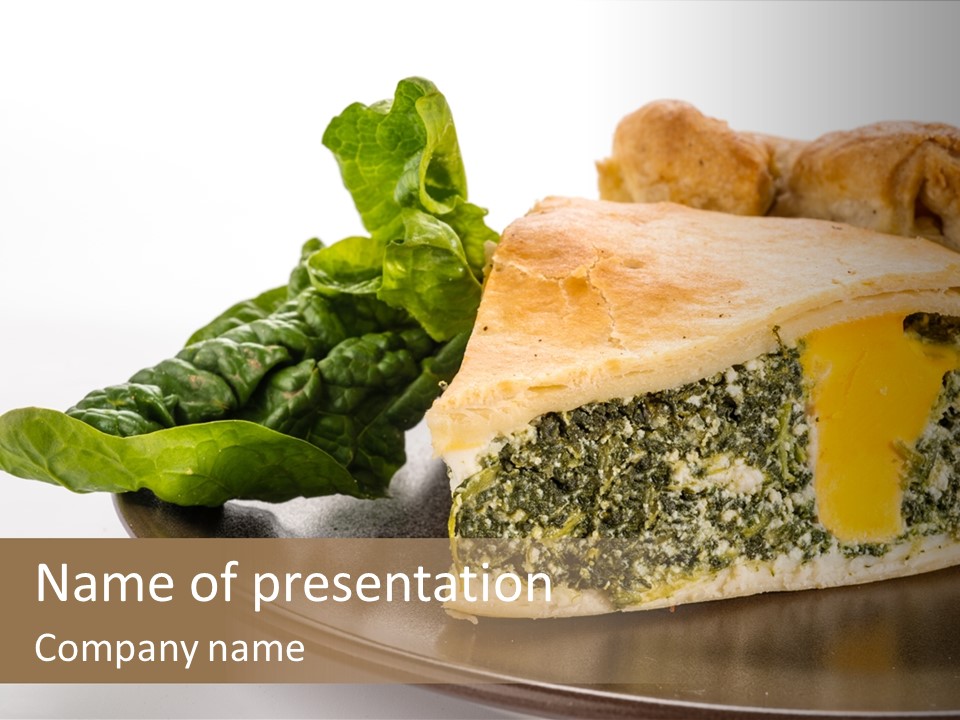 A Plate Of Food With Spinach And Bread On It PowerPoint Template