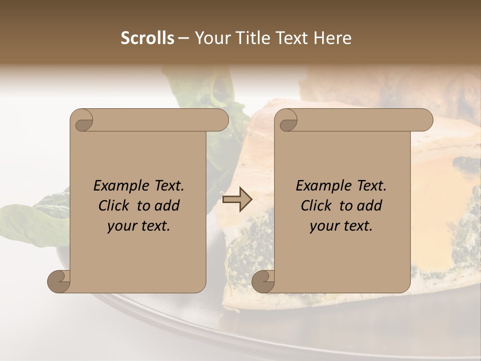 A Plate Of Food With Spinach And Bread On It PowerPoint Template