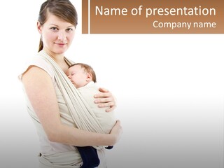 A Woman Holding A Baby Wrapped In A Sling PowerPoint Template