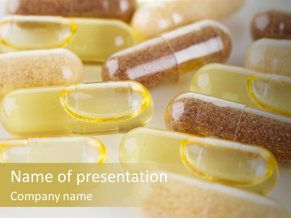 A Group Of Pills Sitting On Top Of A Table PowerPoint Template