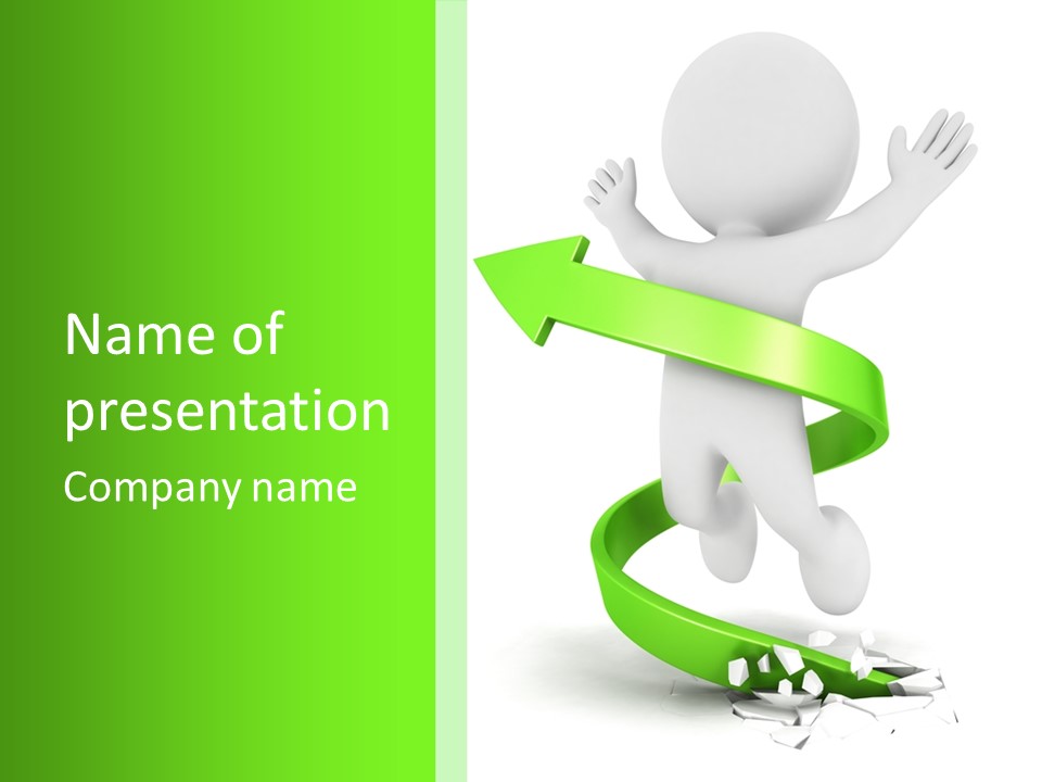 A Person Is Running With A Green Ribbon Around Him PowerPoint Template
