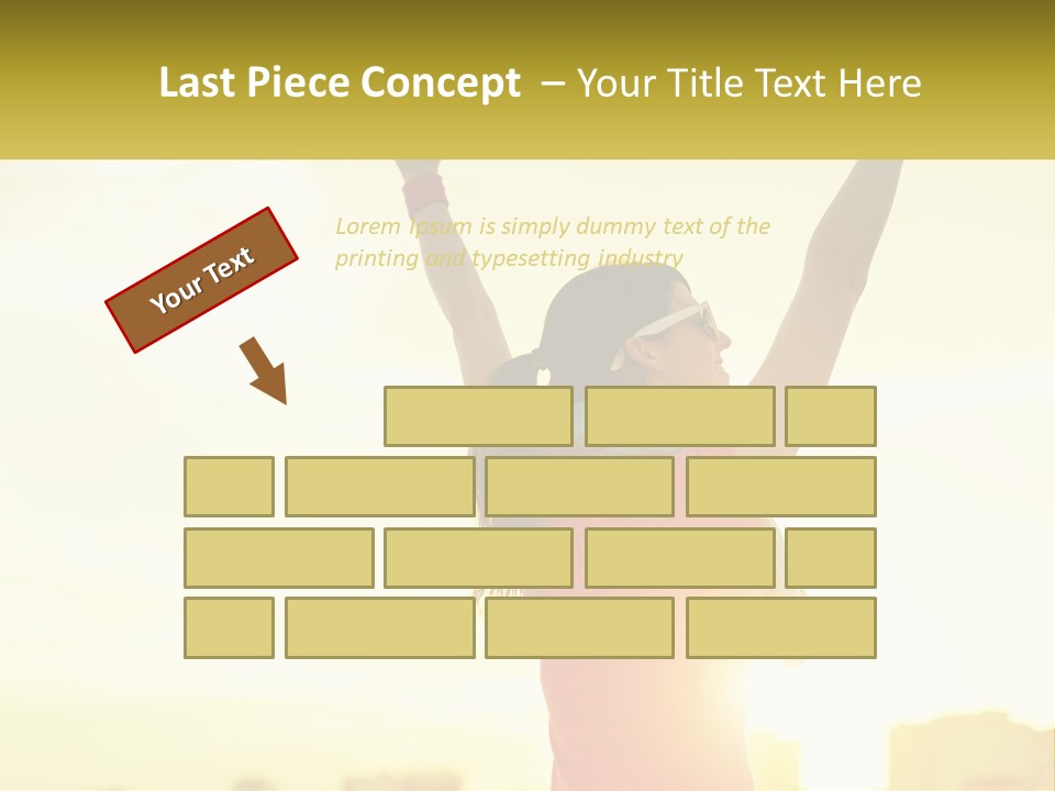 A Woman Holding Up A Sign That Says Name Of Presentation Company Name PowerPoint Template