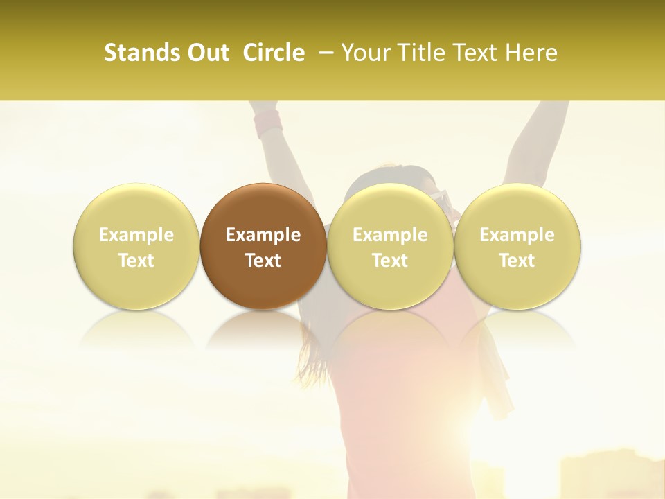 A Woman Holding Up A Sign That Says Name Of Presentation Company Name PowerPoint Template