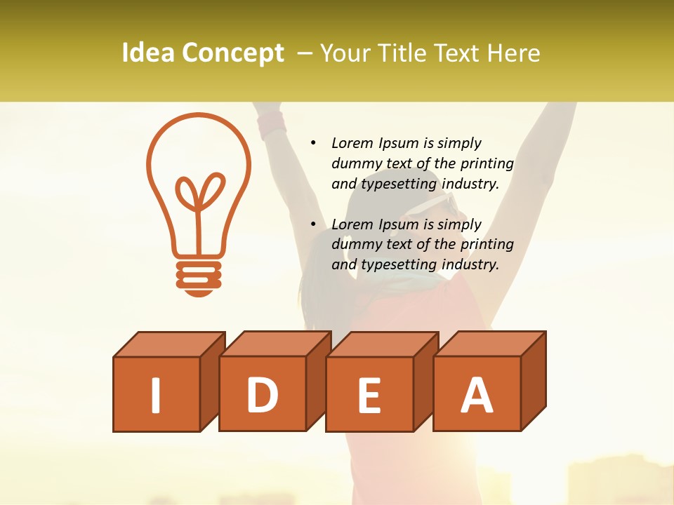 A Woman Holding Up A Sign That Says Name Of Presentation Company Name PowerPoint Template