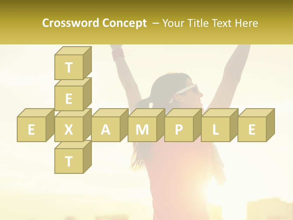 A Woman Holding Up A Sign That Says Name Of Presentation Company Name PowerPoint Template