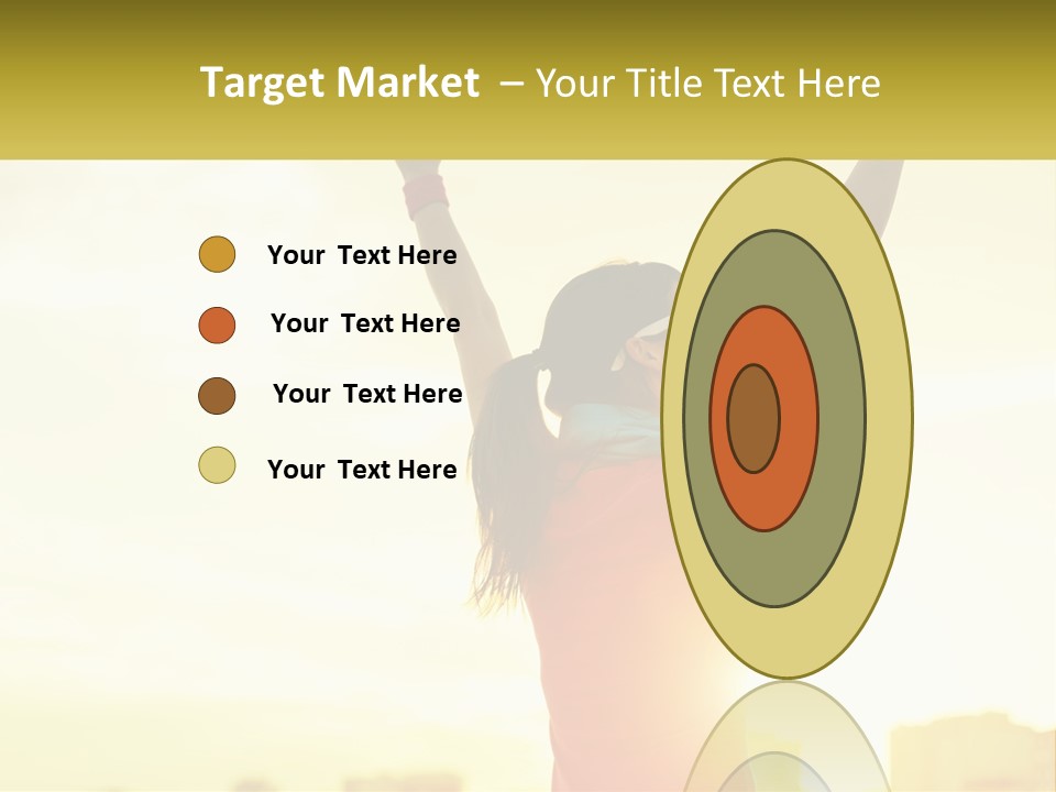 A Woman Holding Up A Sign That Says Name Of Presentation Company Name PowerPoint Template