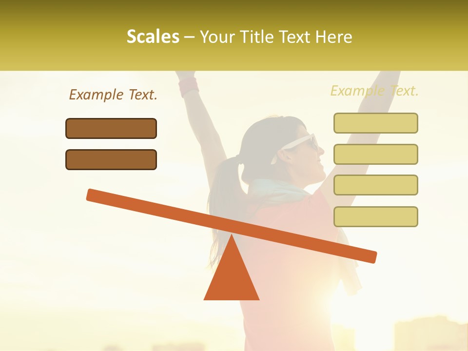 A Woman Holding Up A Sign That Says Name Of Presentation Company Name PowerPoint Template