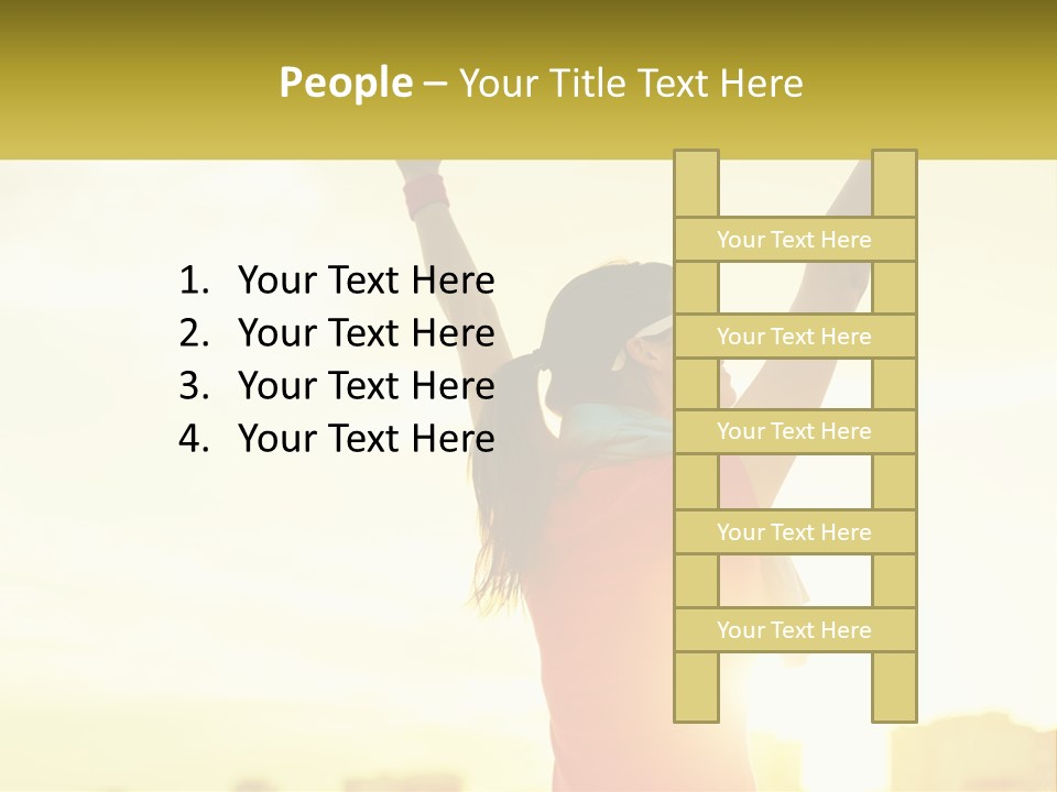 A Woman Holding Up A Sign That Says Name Of Presentation Company Name PowerPoint Template