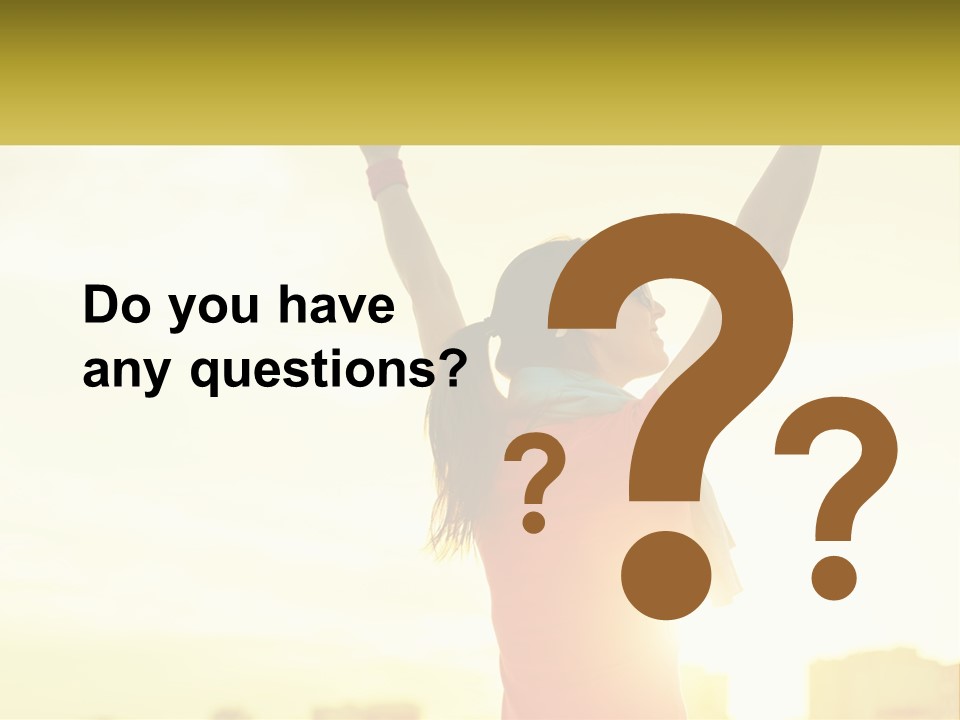 A Woman Holding Up A Sign That Says Name Of Presentation Company Name PowerPoint Template