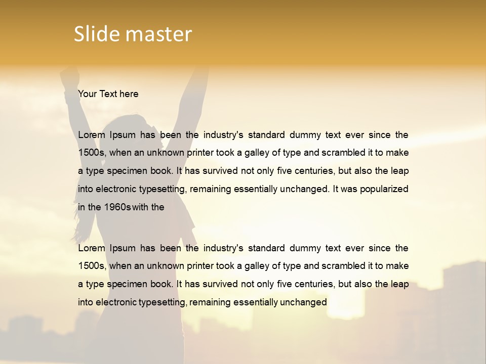 A Woman Raising Her Arms In The Air PowerPoint Template