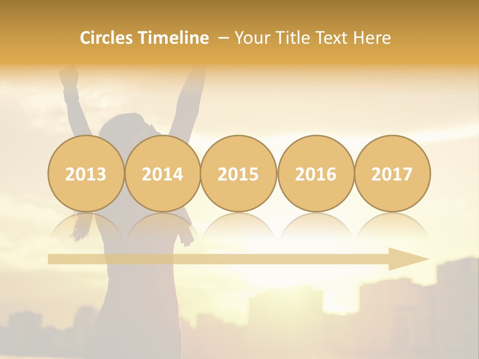 A Woman Raising Her Arms In The Air PowerPoint Template