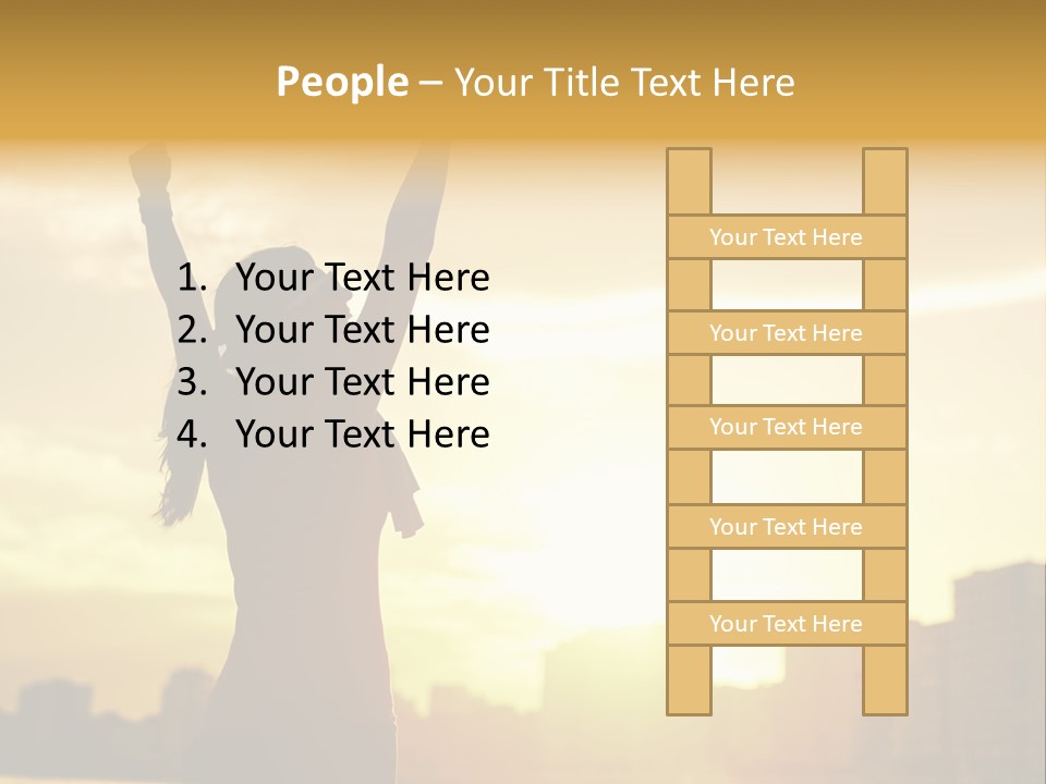 A Woman Raising Her Arms In The Air PowerPoint Template