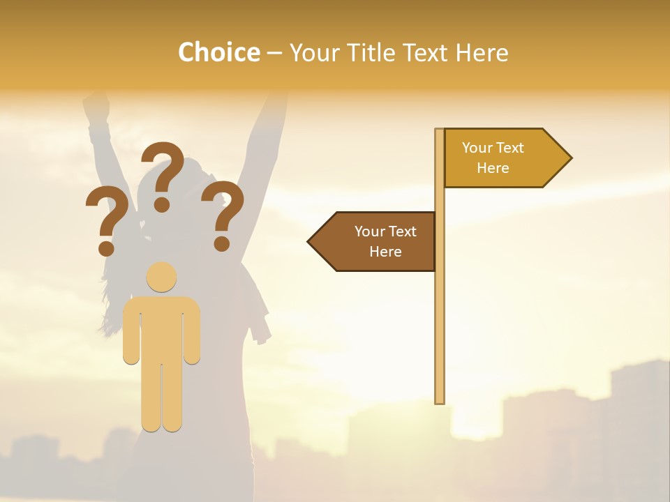 A Woman Raising Her Arms In The Air PowerPoint Template