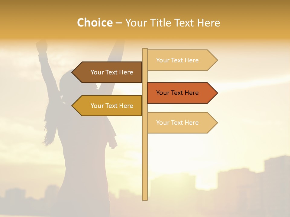 A Woman Raising Her Arms In The Air PowerPoint Template